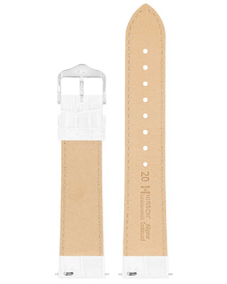 Leder-Uhrenarmband Hirsch Louisianalook L 03427000-2, weiß, Kalbsleder, Länge L, Quick Release