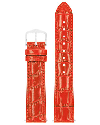 Leder-Uhrenarmband Hirsch Louisianalook L 03427020-2, rot, Kalbsleder, Länge L, Quick Release