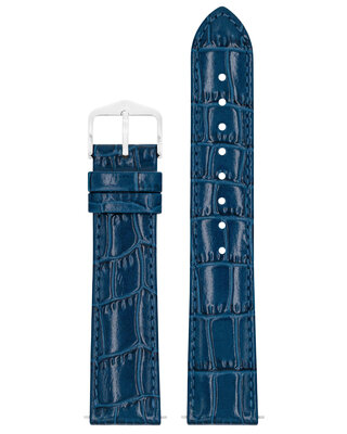 Leder-Uhrenarmband Hirsch Louisianalook L 03427080-2, blau, Kalbsleder, Länge L, Quick Release
