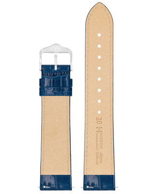 Leder-Uhrenarmband Hirsch Louisianalook L 03427080-2, blau, Kalbsleder, Länge L, Quick Release