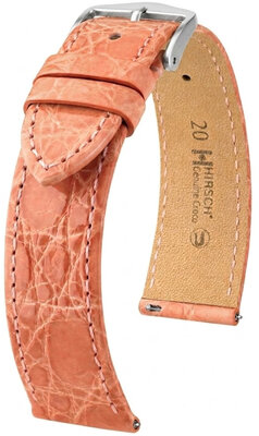 Lederband Hirsch Genuine Croco 01808122-2, Rosa, Krokodilhaut, Quick Release