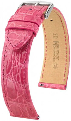 Lederband Hirsch Genuine Croco 01808125-2, Rosa, Krokodilhaut, Quick Release