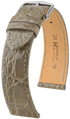 Lederband Hirsch Genuine Croco 01808130-2, Grau, Krokodilhaut, Quick Release