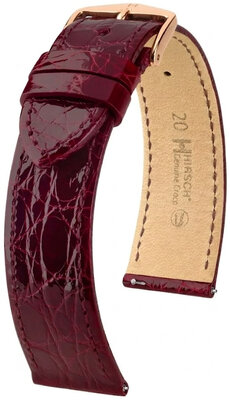 Lederband Hirsch Genuine Croco 01808160-7, Rot, Krokodilhaut, Quick Release