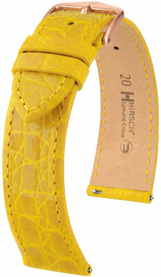 Lederband Hirsch Genuine Croco 01808172-7, Gelb, Krokodilhaut, Quick Release