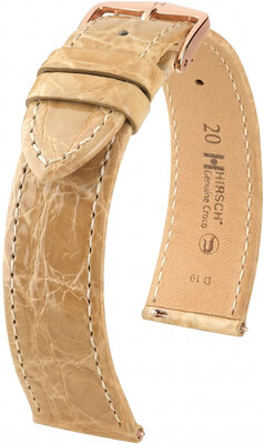Lederband Hirsch Genuine Croco 01808190-7, Beige, Krokodilhaut, Quick Release