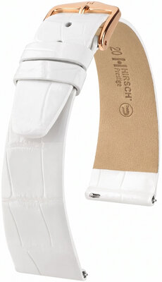 Lederband Hirsch Prestige 02207100-7, Weiß, Alligatorenhaut, Quick Release