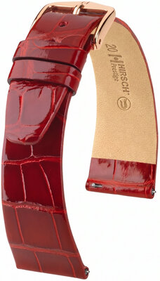 Lederband Hirsch Prestige 02207120-7, Rot, Alligatorenhaut, Quick Release