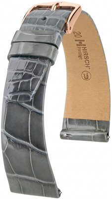 Lederband Hirsch Prestige 02207130-7, Grau, Alligatorenhaut, Quick Release