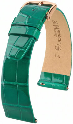 Lederband Hirsch Prestige 02207140-7, Grün, Alligatorenhaut, Quick Release