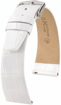 Leder-Uhrenarmband Hirsch Prestige L 02207000-2, weiß, Alligatorleder, Länge L, Quick Release