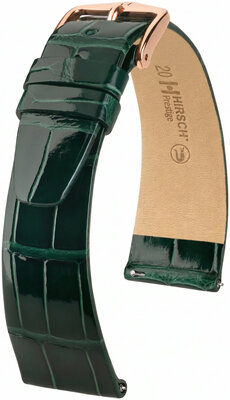 Leder-Uhrenarmband Hirsch Prestige L 02207041-7, grün, Alligatorleder, Länge L, Quick Release