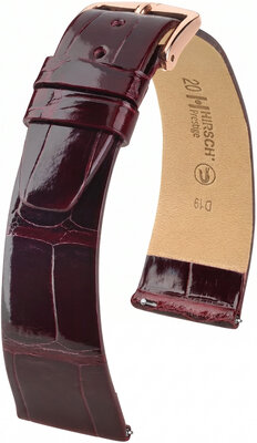 Leder-Uhrenarmband Hirsch Prestige L 02207060-7, rot, Alligatorleder, Länge L, Quick Release