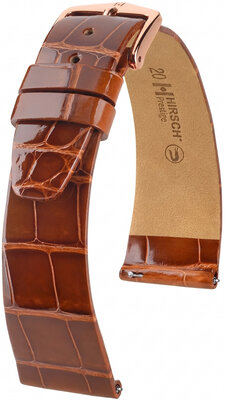 Leder-Uhrenarmband Hirsch Prestige L 02207070-7, braun, Alligatorleder, Länge L, Quick Release