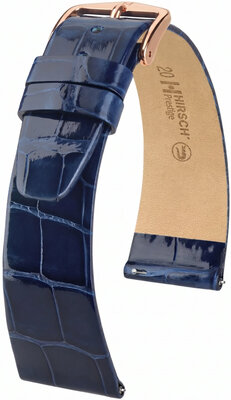 Leder-Uhrenarmband Hirsch Prestige L 02207080-7, blau, Alligatorleder, Länge L, Quick Release