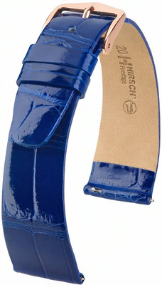 Leder-Uhrenarmband Hirsch Prestige L 02207082-7, blau, Alligatorleder, Länge L, Quick Release