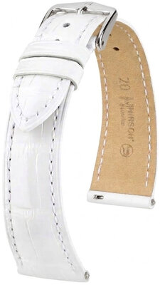 Leder-Uhrenarmband Hirsch London L 04207009-2, weiß, Alligatorleder, Länge L, Quick Release
