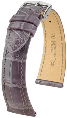 Leder-Uhrenarmband Hirsch London L 04207012-2, violett, Alligatorleder, Länge L, Quick Release
