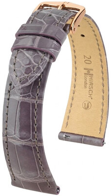 Leder-Uhrenarmband Hirsch London L 04207012-7, violett, Alligatorleder, Länge L, Quick Release
