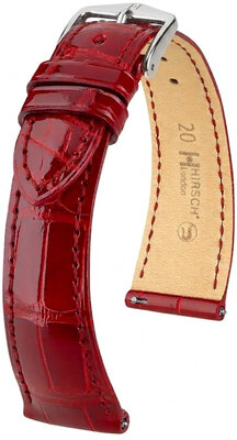 Leder-Uhrenarmband Hirsch London L 04207020-2, rot, Alligatorleder, Länge L, Quick Release
