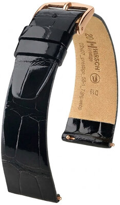 Lederband Hirsch Prestige 02207150-7, schwarz, Alligatorenhaut, Quick Release