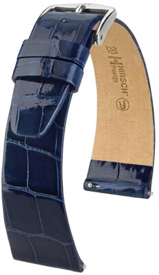 Lederband Hirsch Prestige 02207180-2, Blau, Alligatorenhaut, Quick Release
