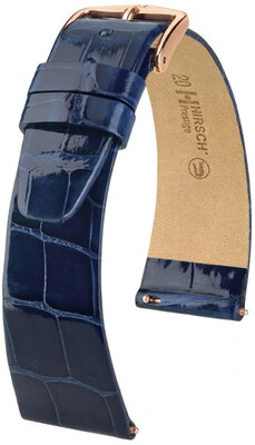 Lederband Hirsch Prestige 02207180-7, Blau, Alligatorenhaut, Quick Release