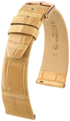 Lederband Hirsch Prestige 02207190-7, Beige, Alligatorenhaut, Quick Release