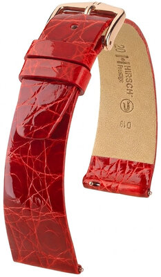 Lederband Hirsch Prestige 02208120-7, Rot, Krokodilhaut, Quick Release