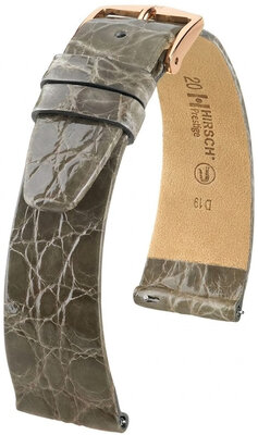 Lederband Hirsch Prestige 02208130-7, Grau, Krokodilhaut, Quick Release