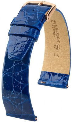 Lederband Hirsch Prestige 02208185-7, Blau, Krokodilhaut, Quick Release