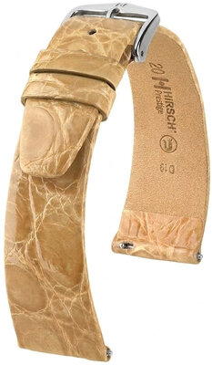 Lederband Hirsch Prestige 02208190-2, Beige, Krokodilhaut, Quick Release