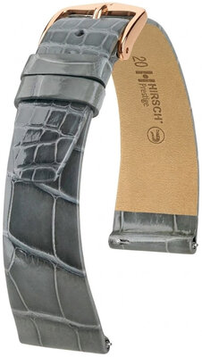 Lederband Hirsch Prestige 02307130-7, Grau, Alligatorenhaut, Quick Release