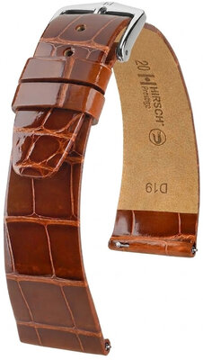 Lederband Hirsch Prestige 02307170-2, Braun, Alligatorenhaut, Quick Release