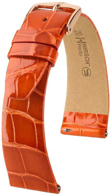 Lederband Hirsch Prestige 02307177-7, orange, Alligatorenhaut, Quick Release
