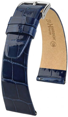 Lederband Hirsch Prestige 02307180-2, Blau, Alligatorenhaut, Quick Release