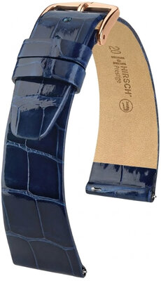 Lederband Hirsch Prestige 02307180-7, Blau, Alligatorenhaut, Quick Release
