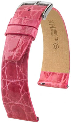 Lederband Hirsch Prestige 02308125-2, Rosa, Krokodilhaut, Quick Release