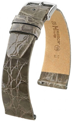 Lederband Hirsch Prestige 02308130-2, Grau, Krokodilhaut, Quick Release