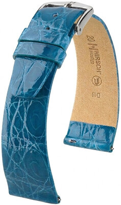 Lederband Hirsch Prestige 02308183-2, Blau, Krokodilhaut, Quick Release
