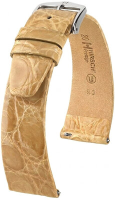 Lederband Hirsch Prestige 02308190-2, Beige, Krokodilhaut, Quick Release