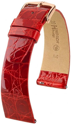 Leder-Uhrenarmband Hirsch Prestige L 02208020-7, rot, Krokodilleder, Länge L, Quick Release