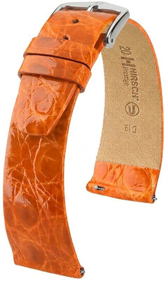 Leder-Uhrenarmband Hirsch Prestige L 02208076-2, orange, Krokodilleder, Länge L, Quick Release