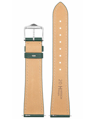 Leder-Uhrenarmband Hirsch Bologna L 01802040-2, grün, Kalbsleder, Länge L, Quick Release