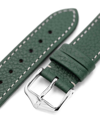 Leder-Uhrenarmband Hirsch Bologna L 01802040-2, grün, Kalbsleder, Länge L, Quick Release