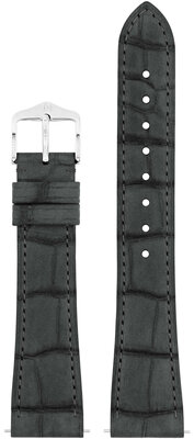 Leder-Uhrenarmband Hirsch London Nubuk L 04277030-2, grau, Alligatorleder, Länge L, Quick Release