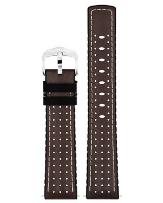 Leder-Uhrenarmband Hirsch Tiger L 0915002010-2, braun, Kalbsleder, Länge L, Quick Release